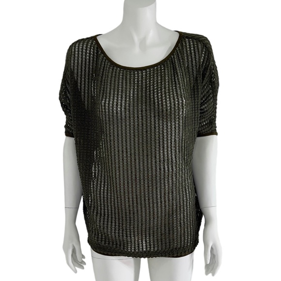 SW3 Bespoke Short Sleeve Oversize Fishnet Tunic Top Cover Up Dark Green size S - Picture 4 of 15